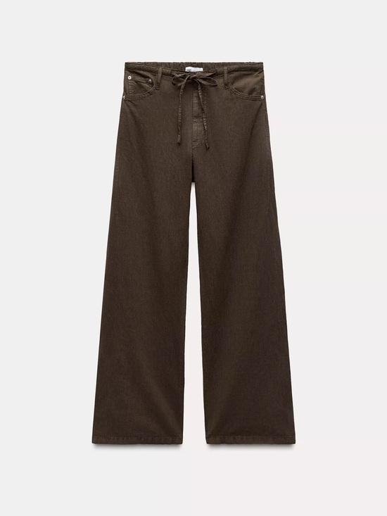 Zara Other - Zara Wide-Leg Drawstring Pants in Dark Brown